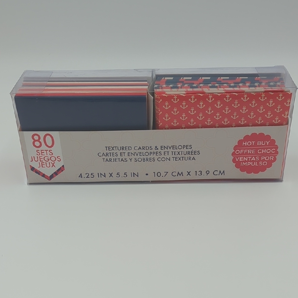 Craft Smift Nautical Anchor Cards & Envelopes‎ Textured 80 Set Red & Blue